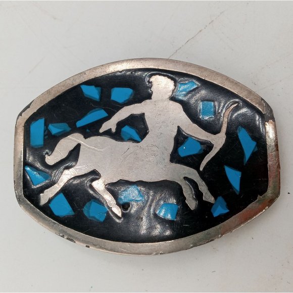 Sagittarius Belt Buckle Astrology Zodiac Sign Turquoise Chips Archer November - Picture 6 of 11